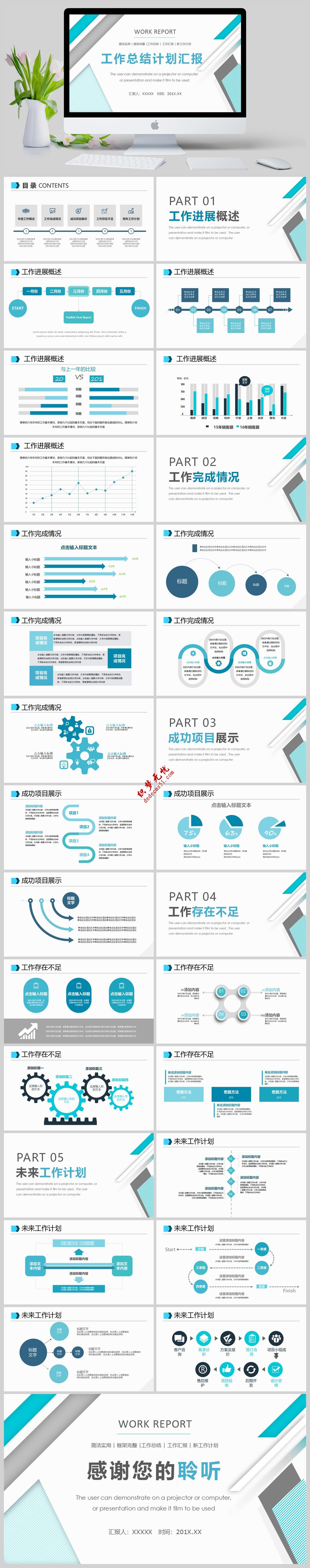 工作匯報(bào)總結(jié)個(gè)人述職PPT模板下載