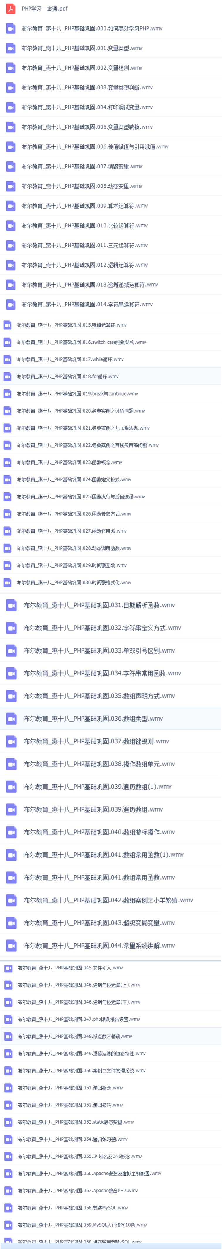 布爾教育php基礎(chǔ)入門php進(jìn)階視頻教程60課免費(fèi)下載
