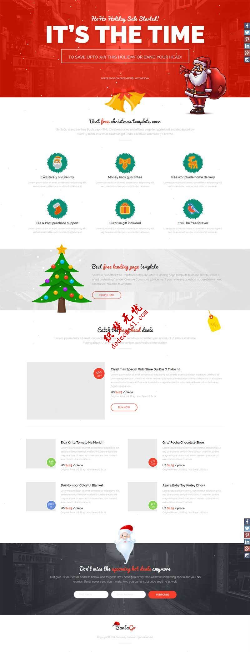 html5國外商品促銷圣誕節(jié)html專題模板下載下載自適應(yīng)手機
