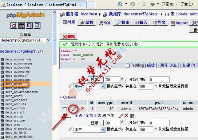 織夢修改管理員帳號