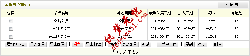 織夢模板下載dede源碼采集規(guī)則的教程:采集節(jié)點的管理(圖1)