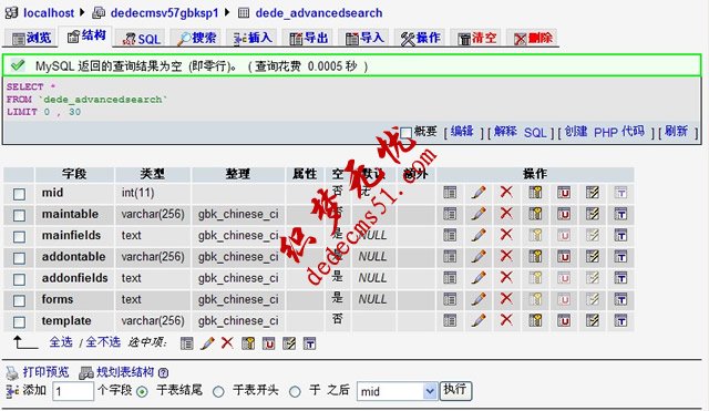 DEDECMS默認自定義搜索數據庫表說明（dede_advancedsearch）(圖2)