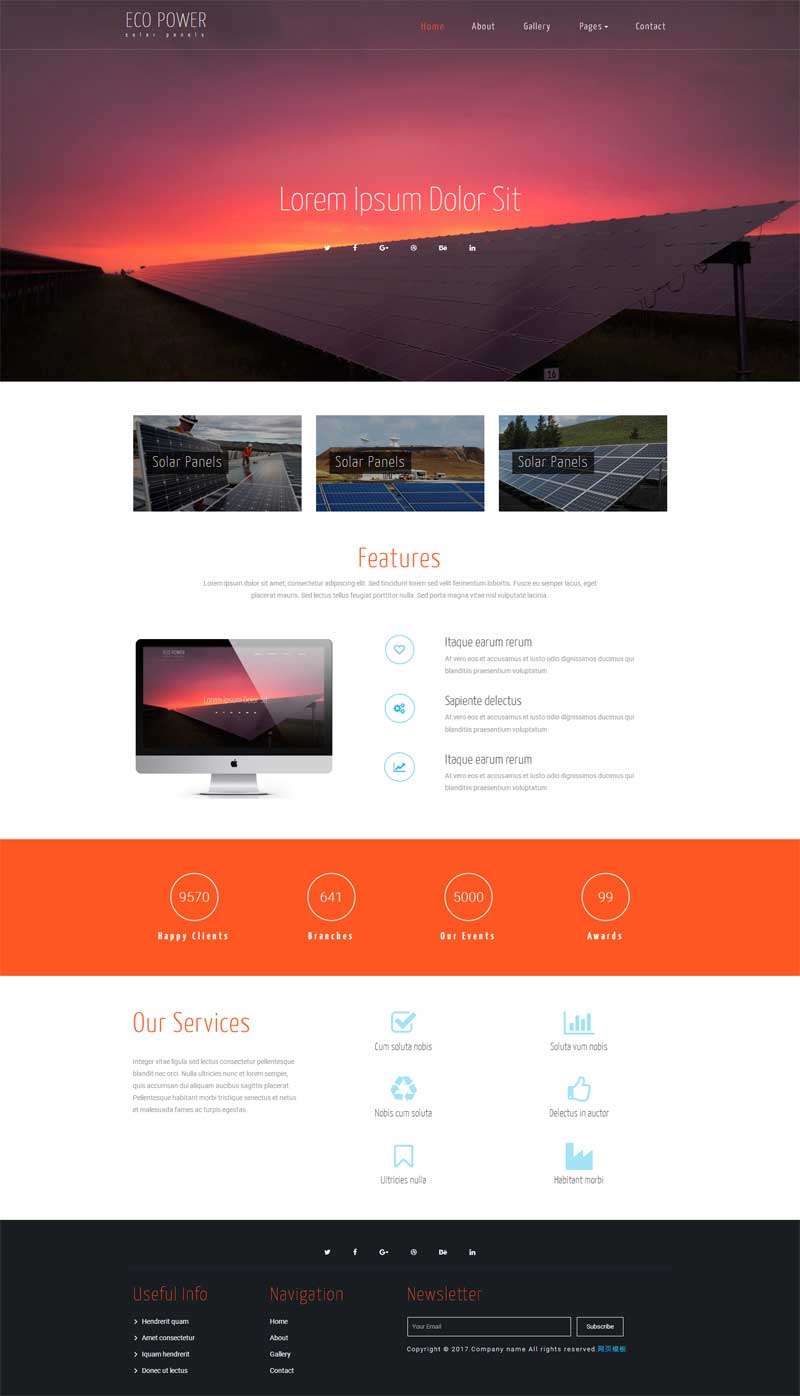 大氣的太陽能發(fā)電公司網(wǎng)站html模板(圖1)