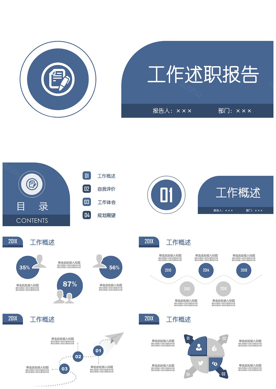 深藍(lán)穩(wěn)重大氣工作總結(jié)轉(zhuǎn)正述職報(bào)告PPT模板(圖1)