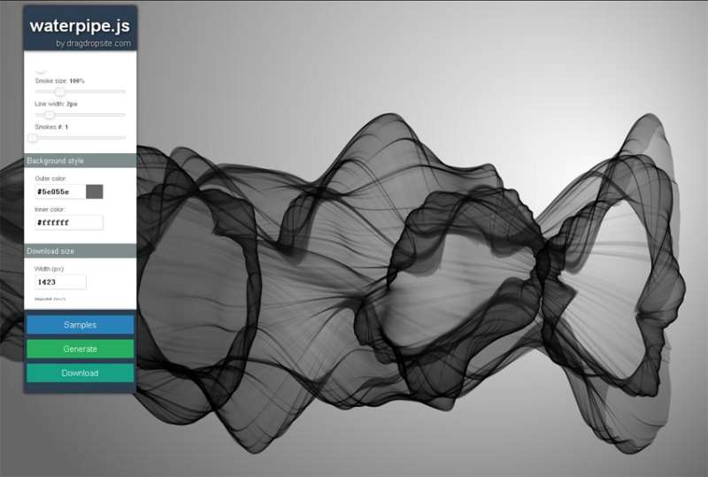 html5 waterpipe.js煙霧背景圖片生成器下載