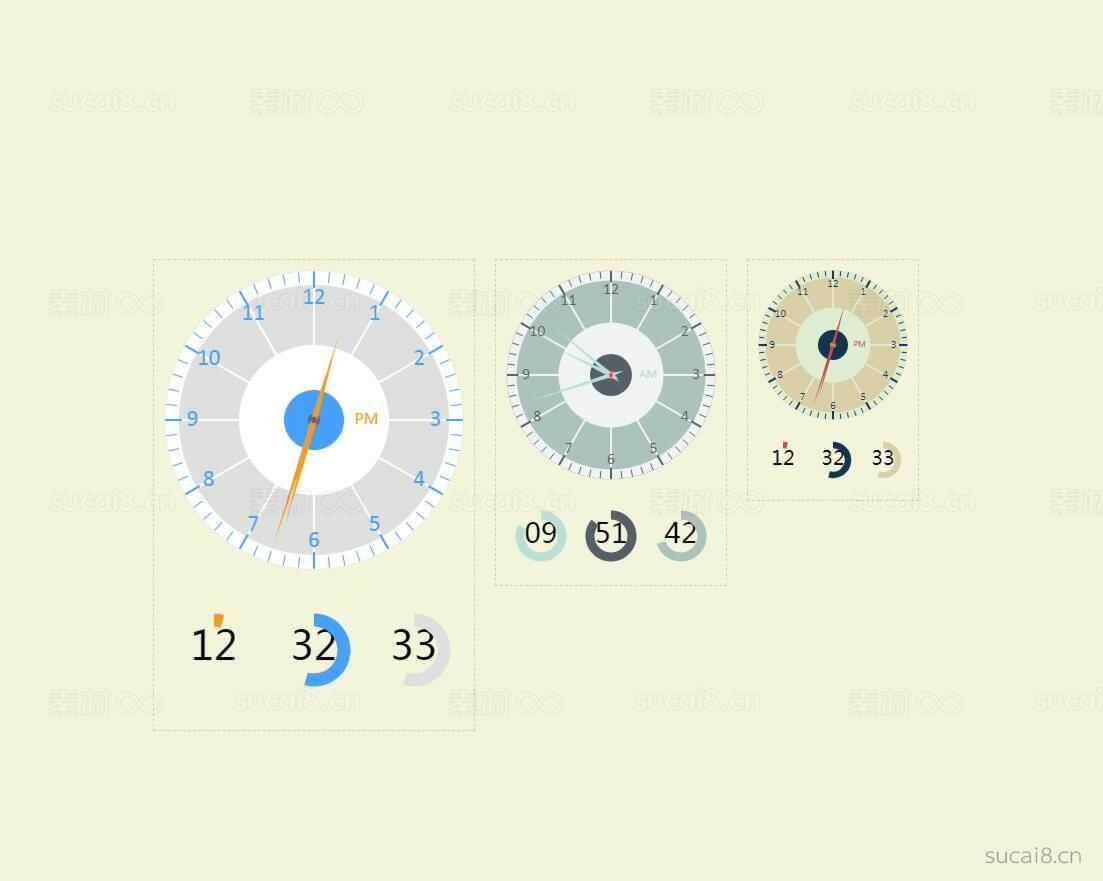 三款模擬時(shí)鐘特效基于html5包含日期- 素材8