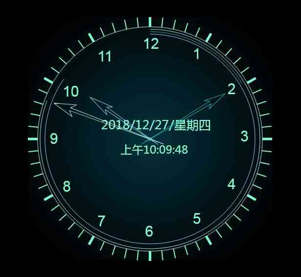 html5 canvas圓盤時(shí)鐘樣式特效(圖1)