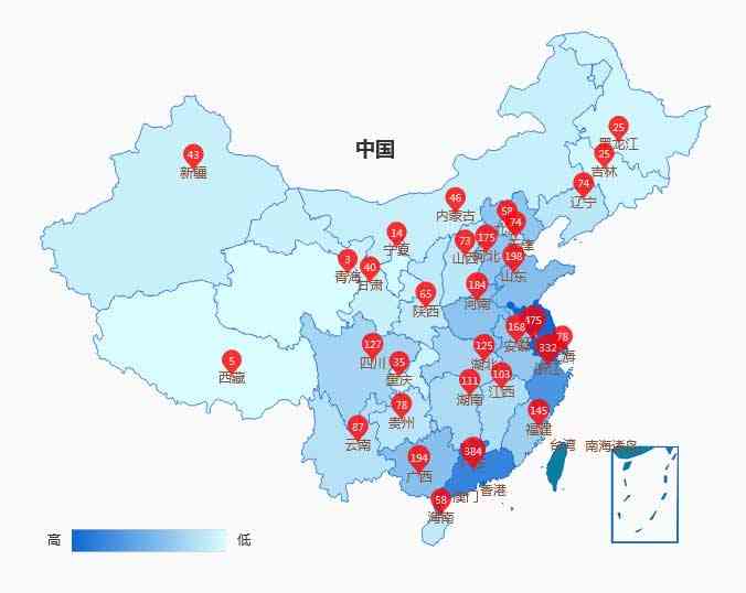 echarts全國門店銷售地圖分布代碼(圖1)