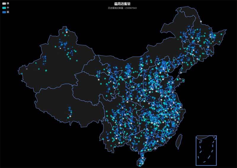 echarts全國熱點分布高亮地圖特效(圖1)