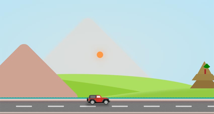 css3 animation動(dòng)畫屬性制作卡通汽車動(dòng)畫演示效果(圖1)