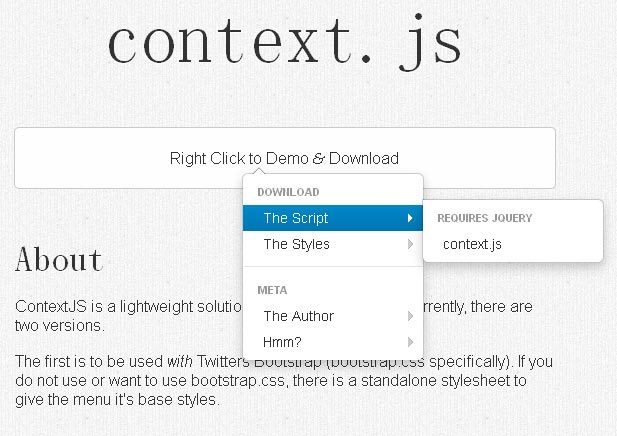 jQuery context.js鼠標(biāo)點(diǎn)擊右鍵彈出菜單選項(xiàng)(圖1)