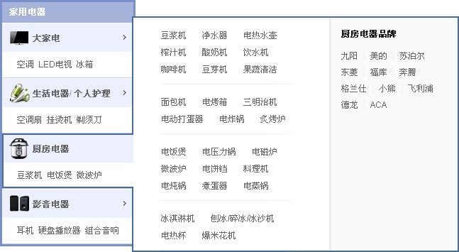 jquery仿淘寶電器城左側(cè)自適應屏幕高度下拉導航菜單代碼(圖1)