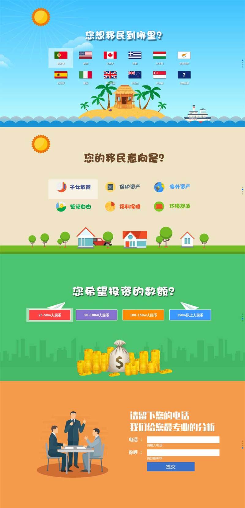 html5 css3海外移民答題頁(yè)面動(dòng)畫(huà)模板(圖1)