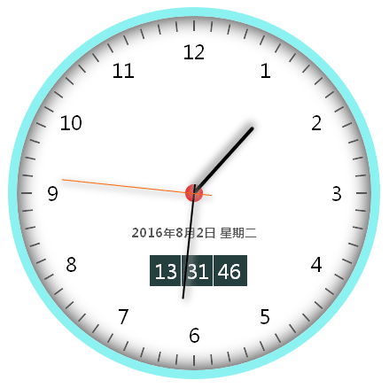 html5 css3帶日期的圓形數(shù)字電子時(shí)鐘代碼(圖1)