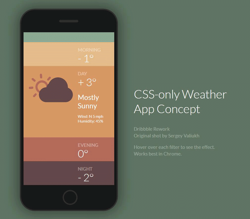 純css3天氣手機(jī)app界面代碼(圖1)